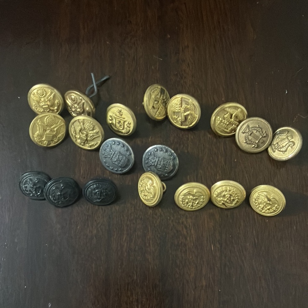 Lot of Vintage Military Buttons Brass & Black